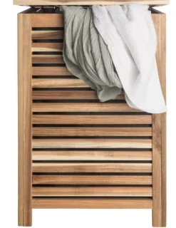 Cestos Para Roupa-CASA Acacia Cesto Roupa Suja Luxe Preto, Natural