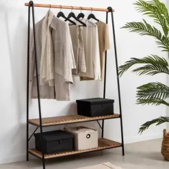 Estantes-CASA Acacia Estante Para Roupa Preto