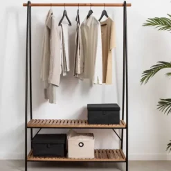 Estantes-CASA Acacia Estante Para Roupa Preto