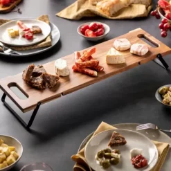 Pratos Para Servir-CASA Acacia Lux Prancha Para Servir /Mesa Preto, Natural