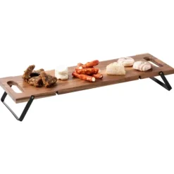 Pratos Para Servir-CASA Acacia Lux Prancha Para Servir /Mesa Preto, Natural