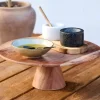 Pratos Para Servir-CASA Acacia Suporte Para Bolo Natural