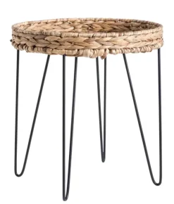 Mesas De Apoio-CASA Akela Mesa Auxiliar Preto, Natural