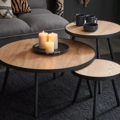 Mesas De Apoio-CASA Alexis Mesa Auxiliar Preto, Natural