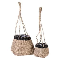 Vasos Para Pendurar-CASA Baku Vaso De Pendurar Preto, Natural