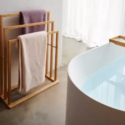 Móveis De Casa De Banho-CASA Bamboo Estante Para Toalhas Natural