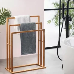 Móveis De Casa De Banho-CASA Bamboo Estante Para Toalhas Natural
