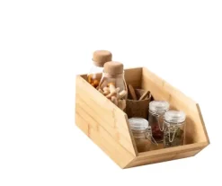 Caixas De Alimentos-CASA Bamboo Organizador Empilh Vel Natural