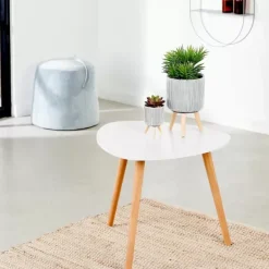 Mesas De Apoio-CASA Belliot Mesa Auxiliar Branco, Natural