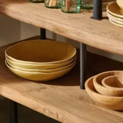 Tigelas-CASA Botanic Ocher Tigela Caramelo Amarelo