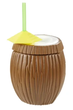 Copos Com Palha-CASA Coconut Caneca Branco, Castanho, Amarelo, Verde