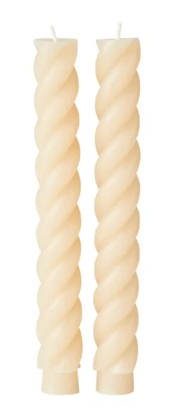 Velas-CASA Curl Velas Conjunto De 2 Bege