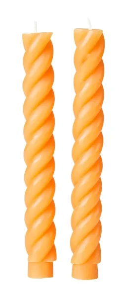 Velas-CASA Curl Velas Conjunto De 2 Ocre Cor-De-Laranja