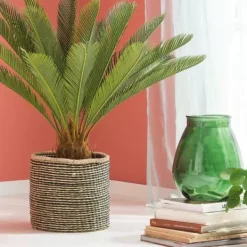 Plantas Artificiais-CASA Cycas Palmeira Verde