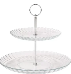 Pratos Para Servir-CASA Dahlita Prato Para Servir Com 2 Andares Transparente