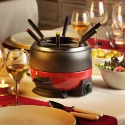 M Quinas De Cozinha-CASA Dinner Conjunto De Fondue Com 6 Garfos Preto, Vermelho