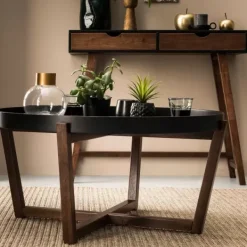 Mesas De Centro-CASA Draco Mesa De Centro , Castanho Preto