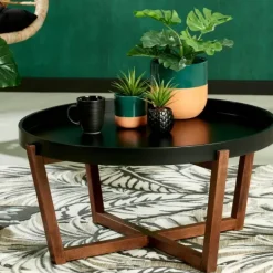 Mesas De Centro-CASA Draco Mesa De Centro , Castanho Preto