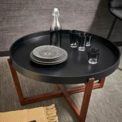 Mesas De Centro-CASA Draco Mesa De Centro , Castanho Preto