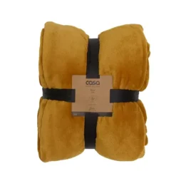 Mantas-CASA Flanella Manta Escuro Amarelo