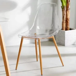 Cadeiras Sala Jantar-CASA Ice Cadeira Sala De Jantar Transparente, Natural