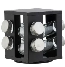 Potes Para Ervas-CASA Industria Carrossel De Especiarias 8 Potes Preto