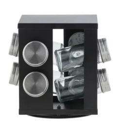 Potes Para Ervas-CASA Industria Carrossel De Especiarias 8 Potes Preto