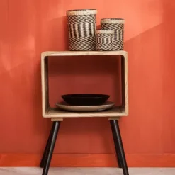 Cabeceiras-CASA Kansas Mesa De Cabeceira Preto, Natural