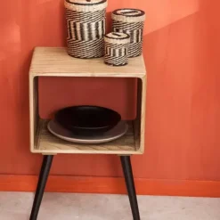 Cabeceiras-CASA Kansas Mesa De Cabeceira Preto, Natural