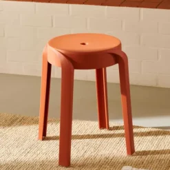 Tamborete-CASA Karlus Banco Terracota Vermelho