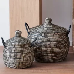 Cestos De Arrumação-CASA Leo Cesto Luxuoso Preto, Natural