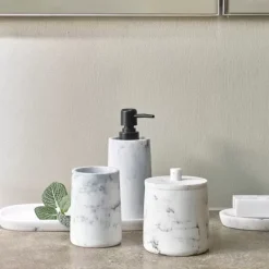 Acessórios De Lavatorio-CASA Luna Porta-Bolas Algod O Com Tampa Aspeto De M Rmore