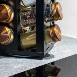 Potes Para Ervas-CASA Lux Carrossel De Especiarias 16 Potes Preto, Transparente, Acobreado