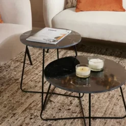 Mesas De Apoio-CASA Marbo Mesa Auxiliar Padr O De M Rmore