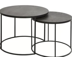 Mesas De Apoio-CASA Memphis Mesas Auxiliares Conjunto De 2 P S Preto