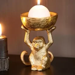 Suportes Para Velas Para Lamparinas-CASA Monkey Porta-Velas Para Lamparinas Dourado
