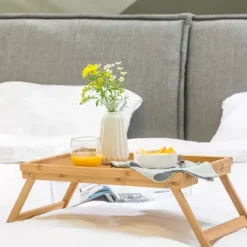 Bandejas-CASA New Bamboo Mesa De Cama Natural