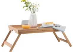 Bandejas-CASA New Bamboo Mesa De Cama Natural