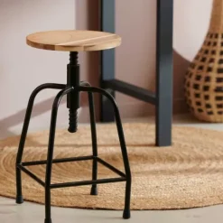 Tamborete-CASA New Bedford Banco Preto, Natural