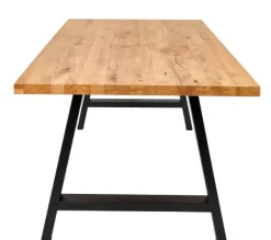 Mesas De Jantar-CASA New Oak Mesa De Jantar Com Pernas Em A De Metal