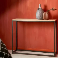 Consolas-CASA Oak Arm Rio De Parede Preto, Natural