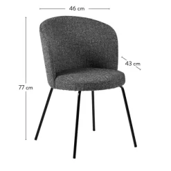 Cadeiras Sala Jantar-CASA Olivier Cadeira De Sala De Jantar Cinzento