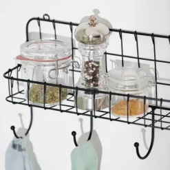 Acessórios De Cozinha-CASA Oslo Organizador Cozinha Com Ganchos Preto