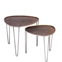 Mesas De Apoio-CASA Ovo Mesas Auxiliares Conjunto De 2 Prateado, Acobreado