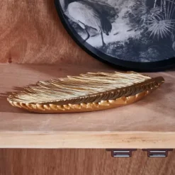 Pratos Decorativos-CASA Palm Folha Decorativa Dourado