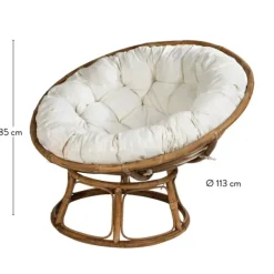 Poltronas-CASA Papasan Cadeira Lounge Natural, Cru