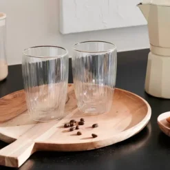 Copos Para Ch-CASA Pausa Copo Parede Dupla Conjunto De 2 Transparente