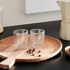 Copos Para Ch-CASA Pausa Copo Parede Dupla Conjunto De 2 Transparente