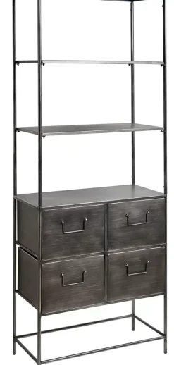 Estantes De Parede-CASA Pharma Estante De Parede Com 4 Gavetas Preto