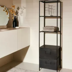 Estantes De Parede-CASA Pharma Estante De Parede Com 2 Gavetas Preto